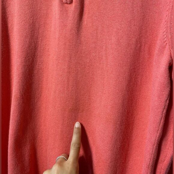 J. McLaughlin Quarter Zip Mock Neck Knit Sweater in Coral Pink Sz Medium - Picture 8 of 8